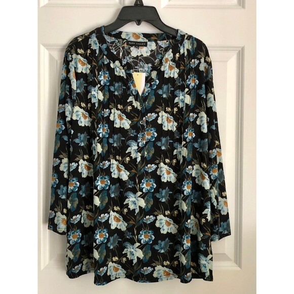 NAPA VALLEY Women's Floral Top Size Small 3/4 Sleeves, Pullover 3 buttons down - Picture 2 of 9
